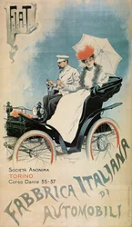 Cartaz publicitário de um dos primeiros automóveis FIAT, 1899